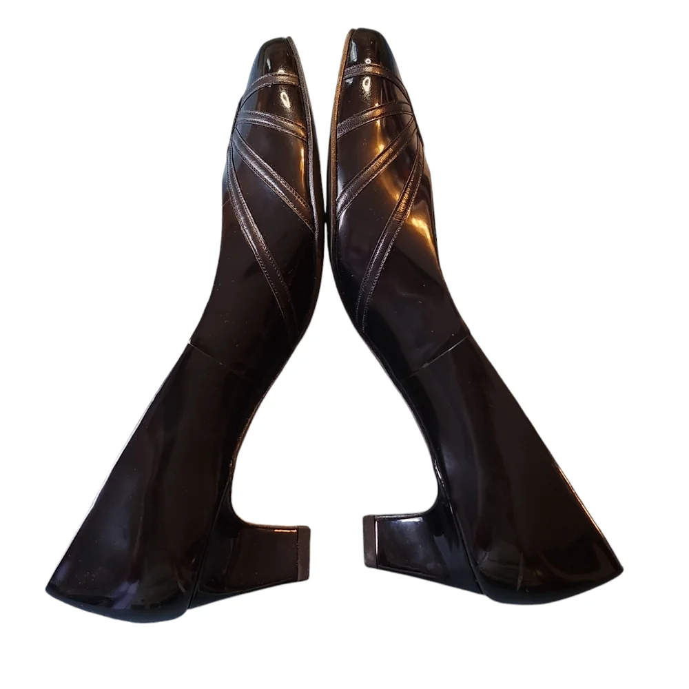 Vintage Selby Molly Black Patent Leather Heels Made in USA Size 8.5B